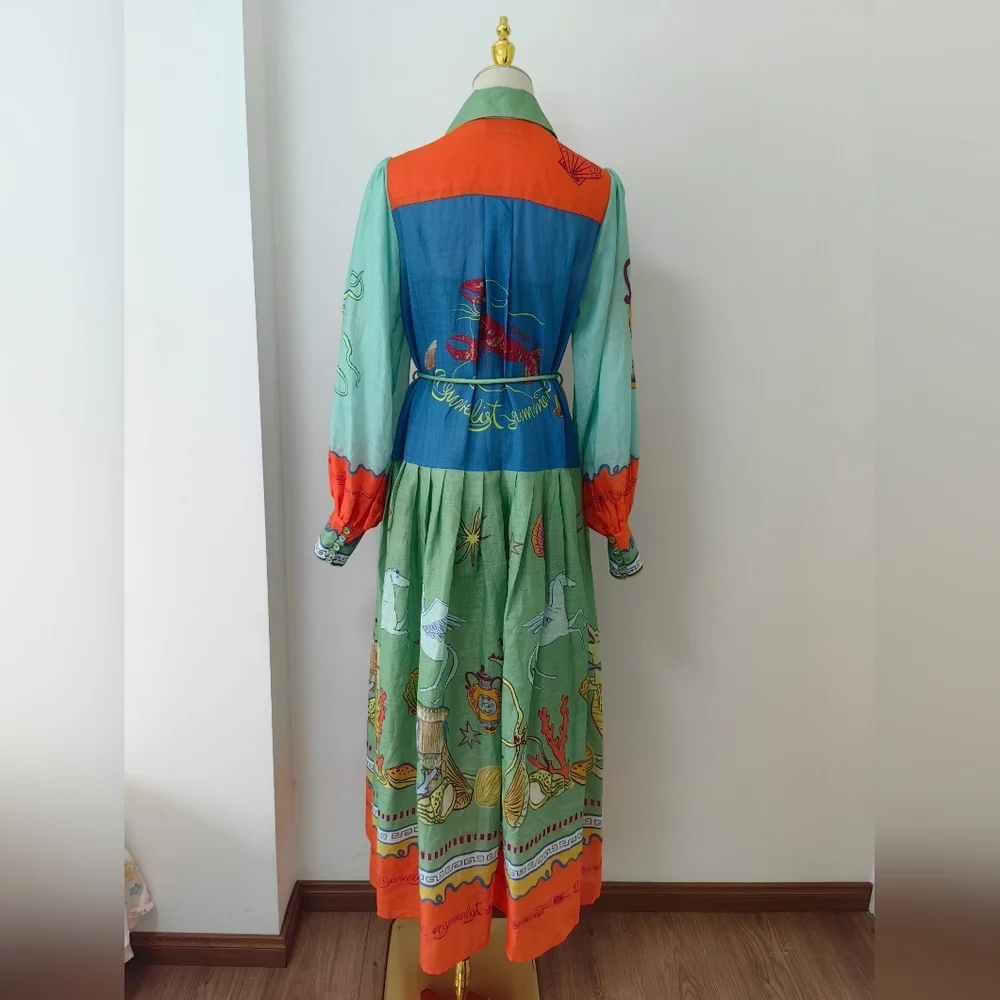 ALEMAIS surrealist summer ramie shirt dress - Picture 11 of 16